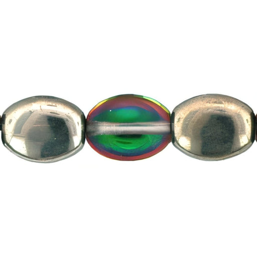 Czech Flattened Ovals Silver/Pink/Green (25pcs)