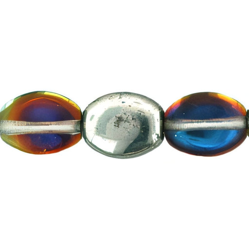 Czech Flattened Ovals Silver/Purple (25pcs)