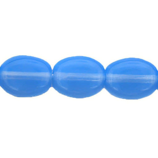 Czech Flattened Ovals 9/7mm Milky Sapphire (25pcs)