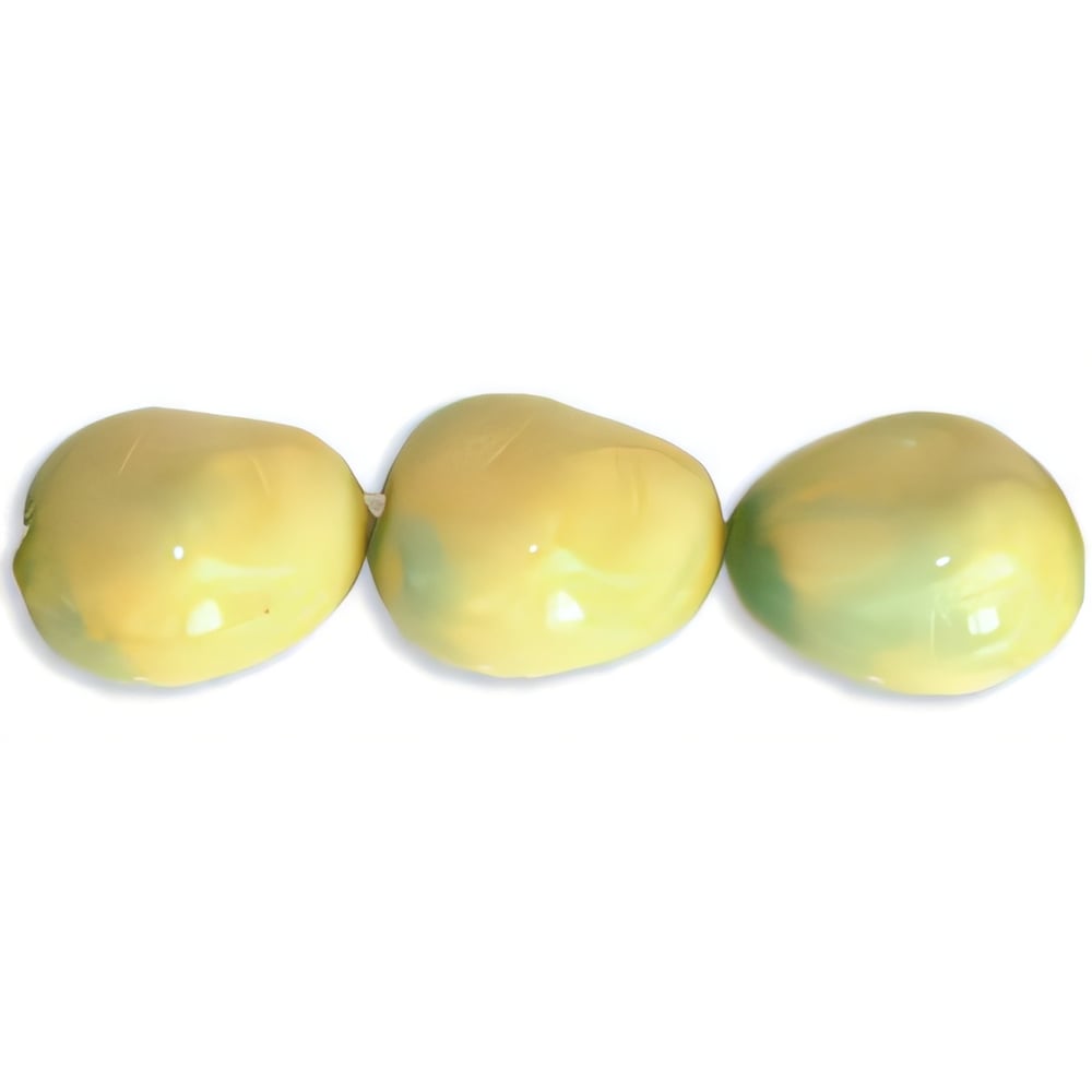 Czech Pearl Coat - Nugget 11 x 9mm Mint/French Vanilla Creme (25pcs)