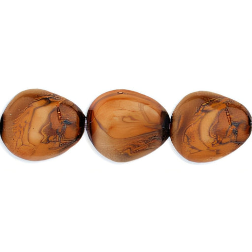 Czech Pearl Coat - Nugget 11 x 9mm Marbled Brown (25pcs)