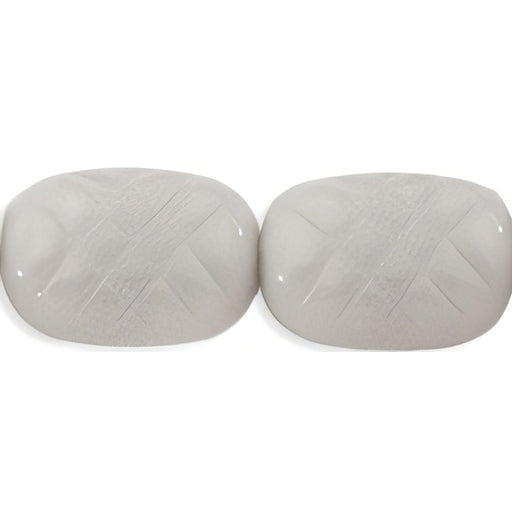 Czech Pineapple Textured Ovals 14 x 10mm Lt Gray (25pcs)