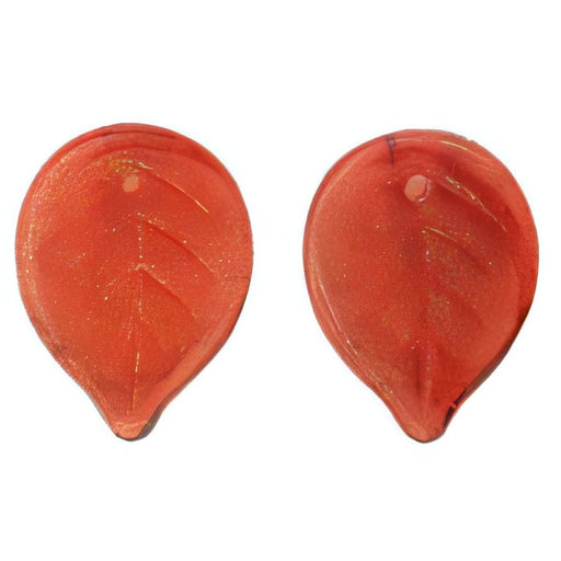 Czech Flat Leaves 18 x 13mm Topaz/Pink Luster - Milky Pink (25pcs)