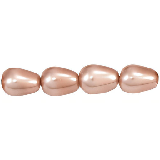 Czech Pearl Coat - Vertical Drops 6 x 4mm: Pearl - Pink Rose (75pcs)