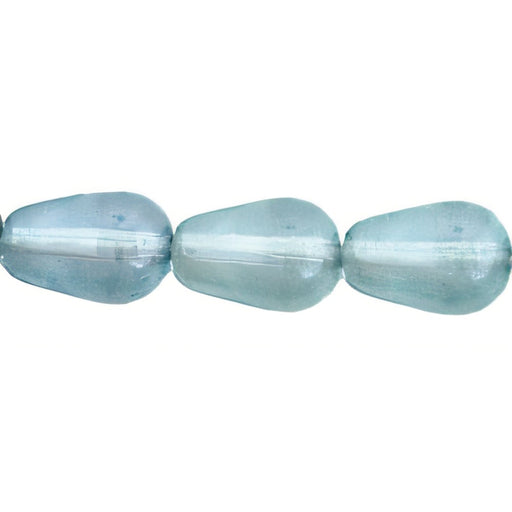 Czech Tear Drops - Vertical Hole 9 x 6mm Luster - Transparent Blue (25pcs)