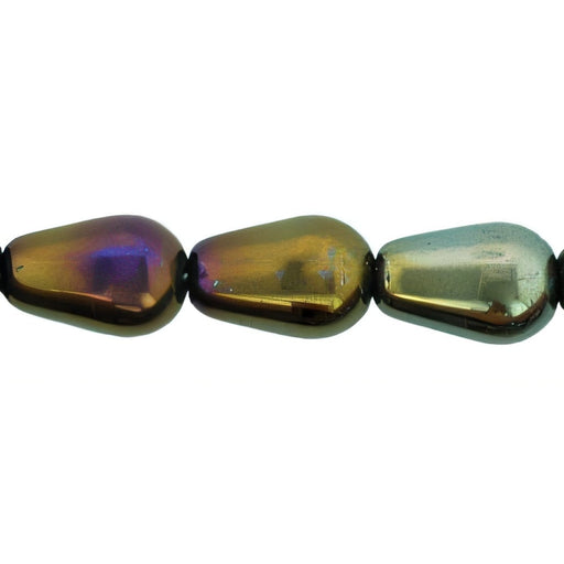 Czech Tear Drops - Vertical Hole 9 x 6mm Iris - Brown (25pcs)