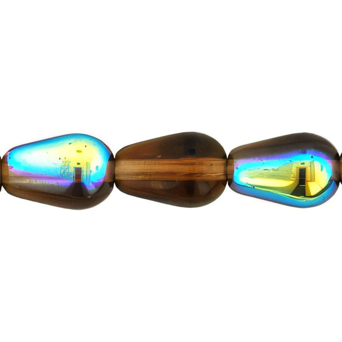 Czech Tear Drops - Vertical Hole 9 x 6mm Smoky Topaz AB (25pcs)