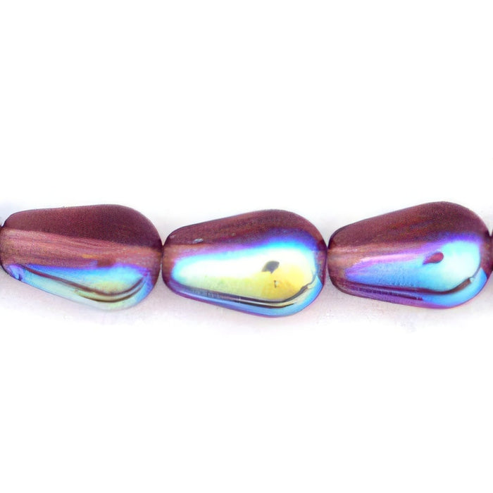 Czech Tear Drops - Vertical Hole 9 x 6mm Med Amethyst AB (25pcs)