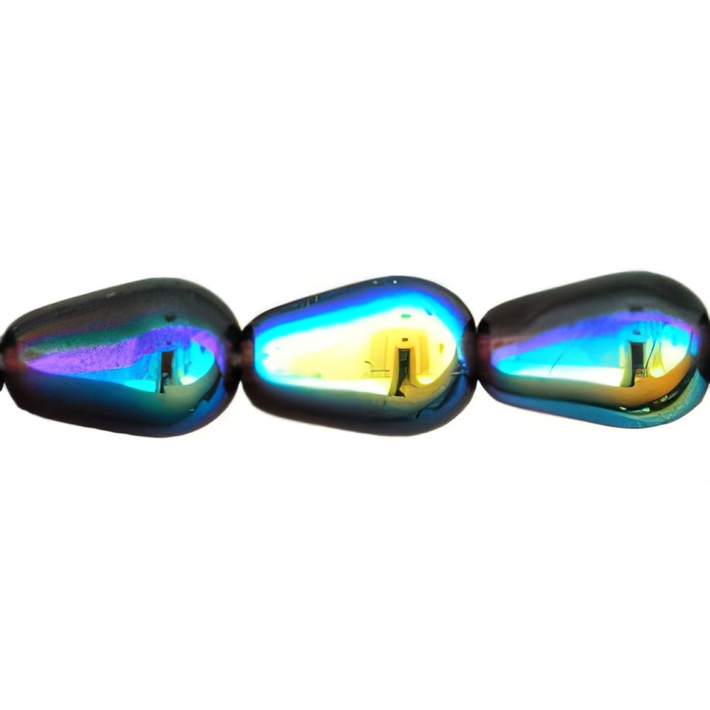 Czech Tear Drops - Vertical Hole 9 x 6mm Dk Amethyst AB (25pcs)