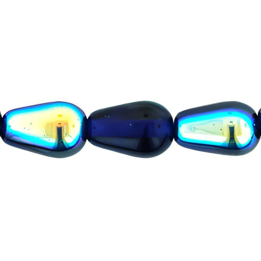 Czech Tear Drops - Vertical Hole 9 x 6mm Cobalt AB (25pcs)