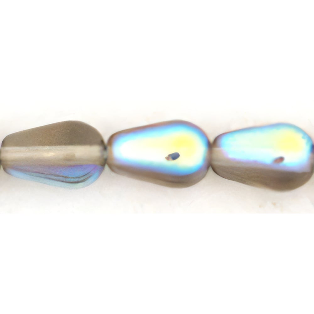 Czech Tear Drops - Vertical Hole 9 x 6mm Black Diamond AB (25pcs)