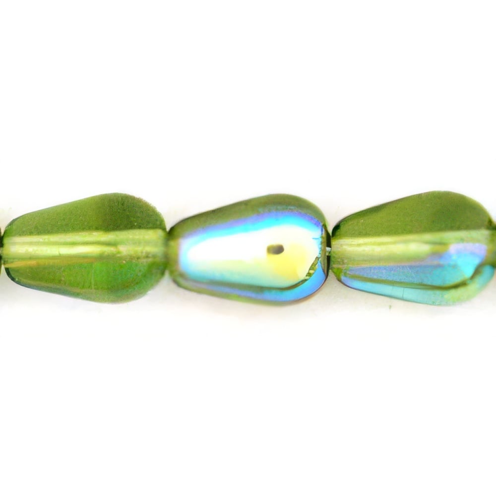 Czech Tear Drops - Vertical Hole 9 x 6mm Olivine (25pcs)