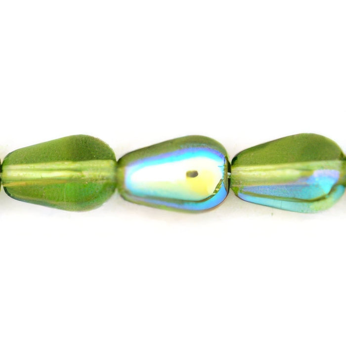 Czech Tear Drops - Vertical Hole 9 x 6mm Olivine (25pcs)