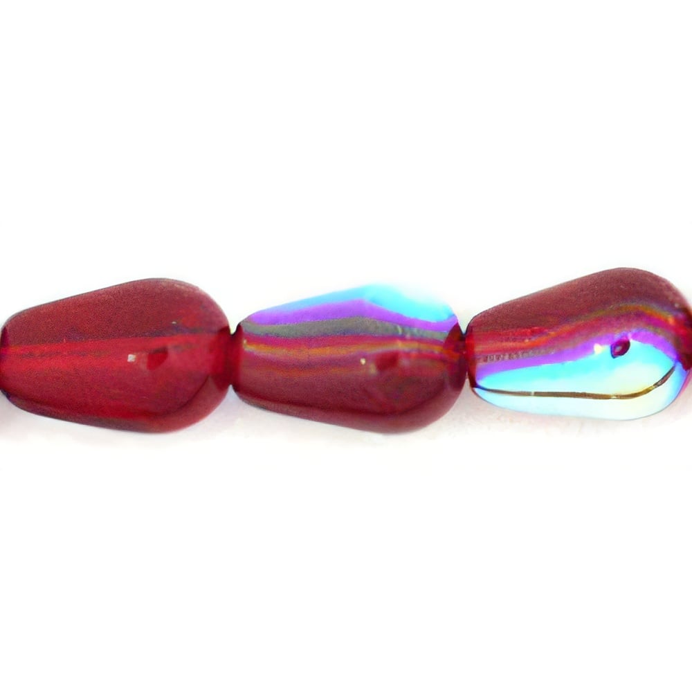 Czech Tear Drops - Vertical Hole 9 x 6mm Ruby AB (25pcs)