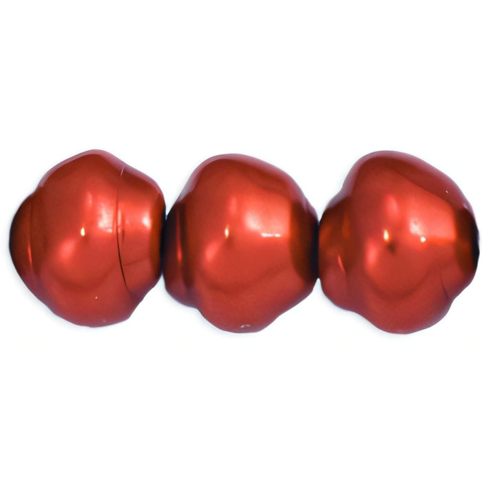 Czech Pearl Coat - Snail Shells 9 x 8mm: Pearl - Tangerine (75pcs)