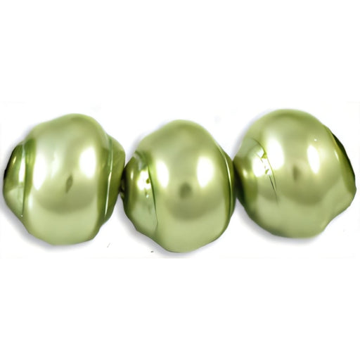 Czech Pearl Coat - Snail Shells 9 x 8mm: Pearl - Olive (75pcs)