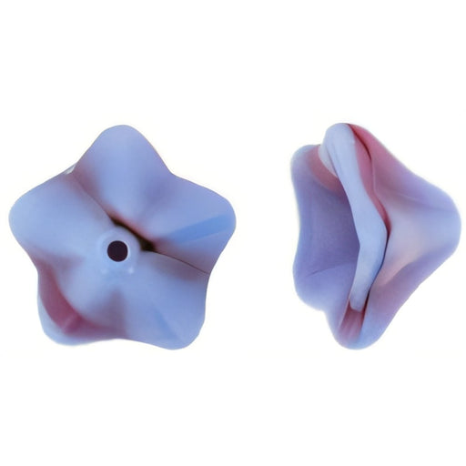 Czech Trumpet Flower 13 x 8mm Blue Raspberry Swirl (25pcs)