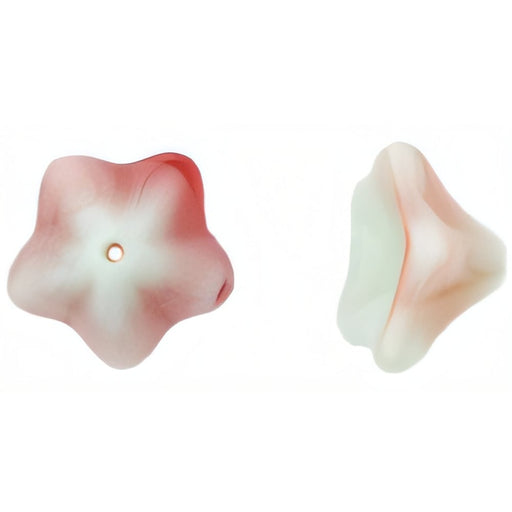 Czech Trumpet Flower 13 x 8mm Pistachio/Raspberry Swirl (25pcs)