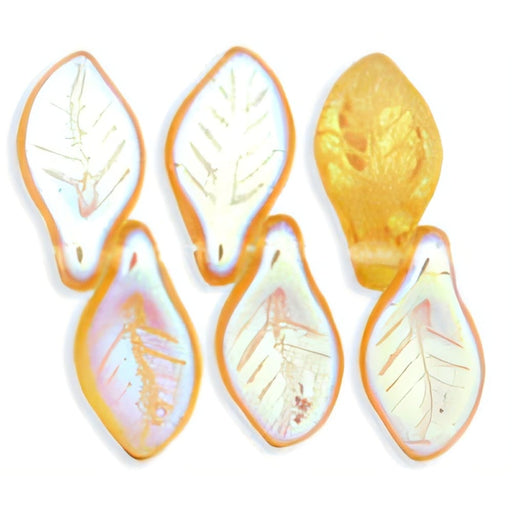 Czech Mini Leaves 11 x 6mm Topaz AB (25pcs)