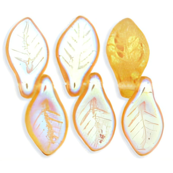 Czech Mini Leaves 11 x 6mm Topaz AB (25pcs)