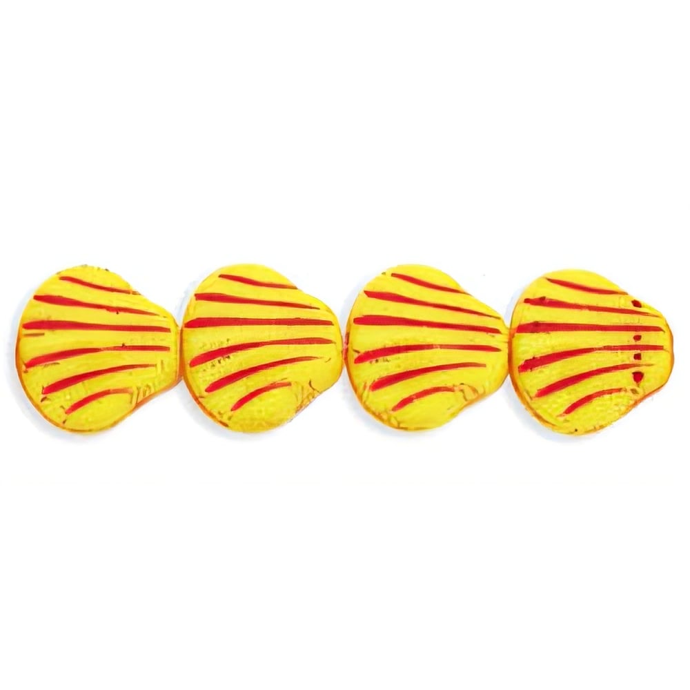 Czech Shells 9 x 9mm Opaque Yellow - Red Inlay (25pcs)