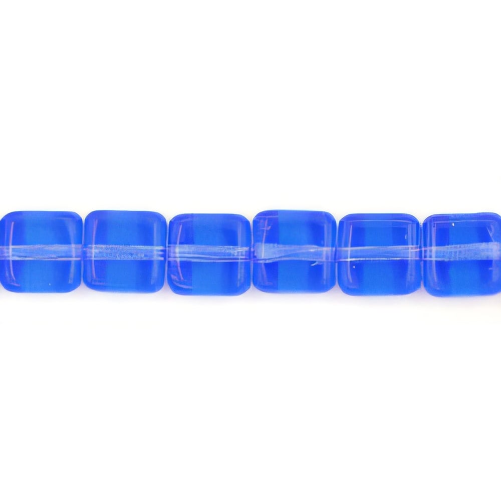 Czech Small Flat Squares 6mm Sapphire (50pcs)