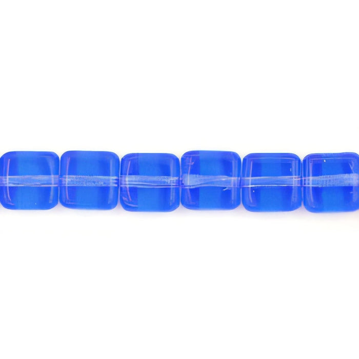 Czech Small Flat Squares 6mm Sapphire (50pcs)