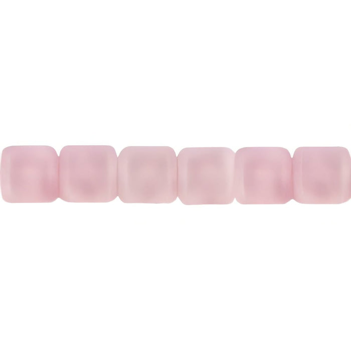 Czech Small Flat Squares 6mm Lt Milky Pink (50pcs)