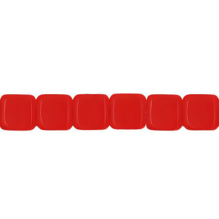 Czech Small Flat Squares 6mm Opaque Red (50pcs)