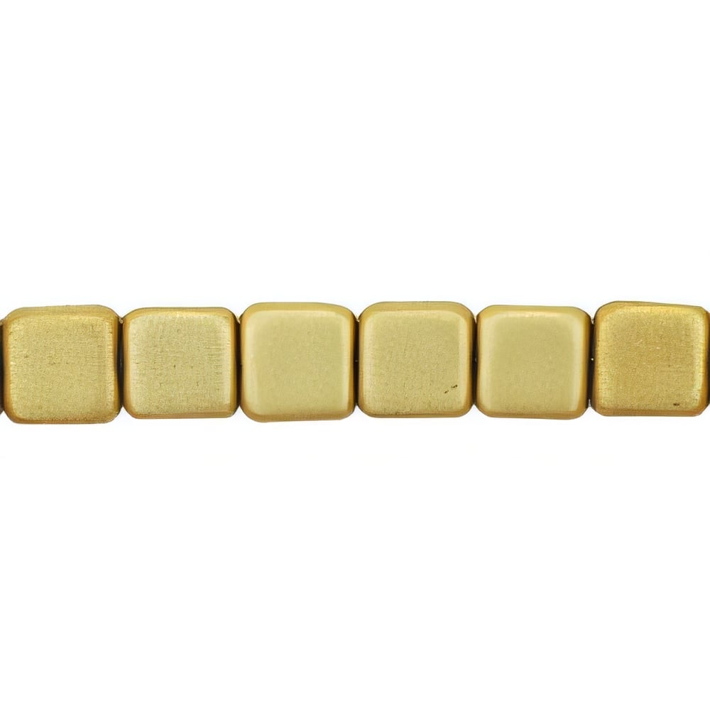 Czech Small Flat Squares 6mm Matte - Metallic Flax (50pcs)