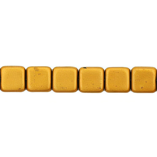 Czech Small Flat Squares 6mm Matte - Metallic Goldenrod (50pcs)