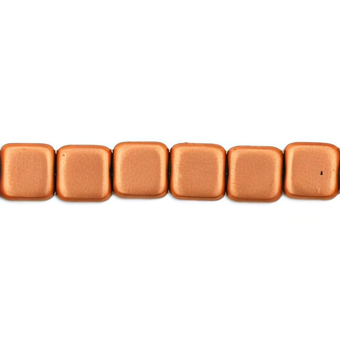 Czech Small Flat Squares 6mm Matte - Metallic Copper (50pcs)