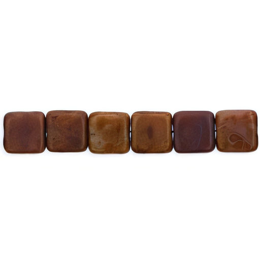 Czech Small Flat Squares 6mm Brown Caramel - Picasso (50pcs)