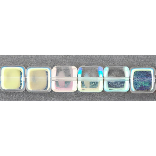 Czech Small Flat Squares 6mm Crystal AB (50pcs)