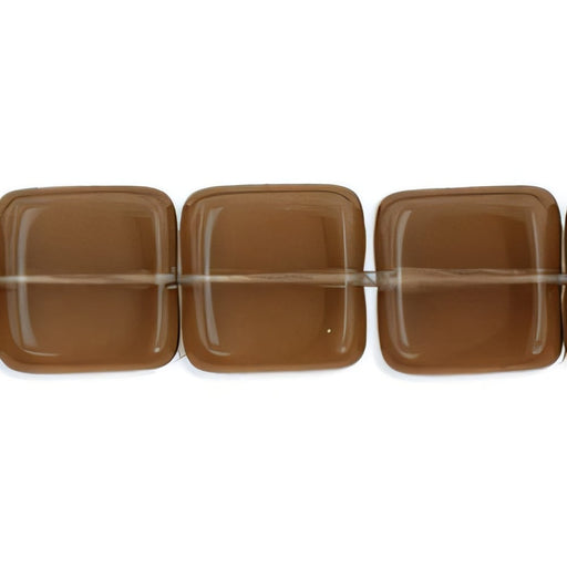 Czech Flat Squares 9mm Smoky Topaz (25pcs)