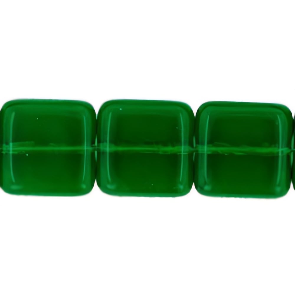 Czech Flat Squares 9mm Green Emerald (25pcs)