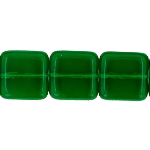 Czech Flat Squares 9mm Green Emerald (25pcs)