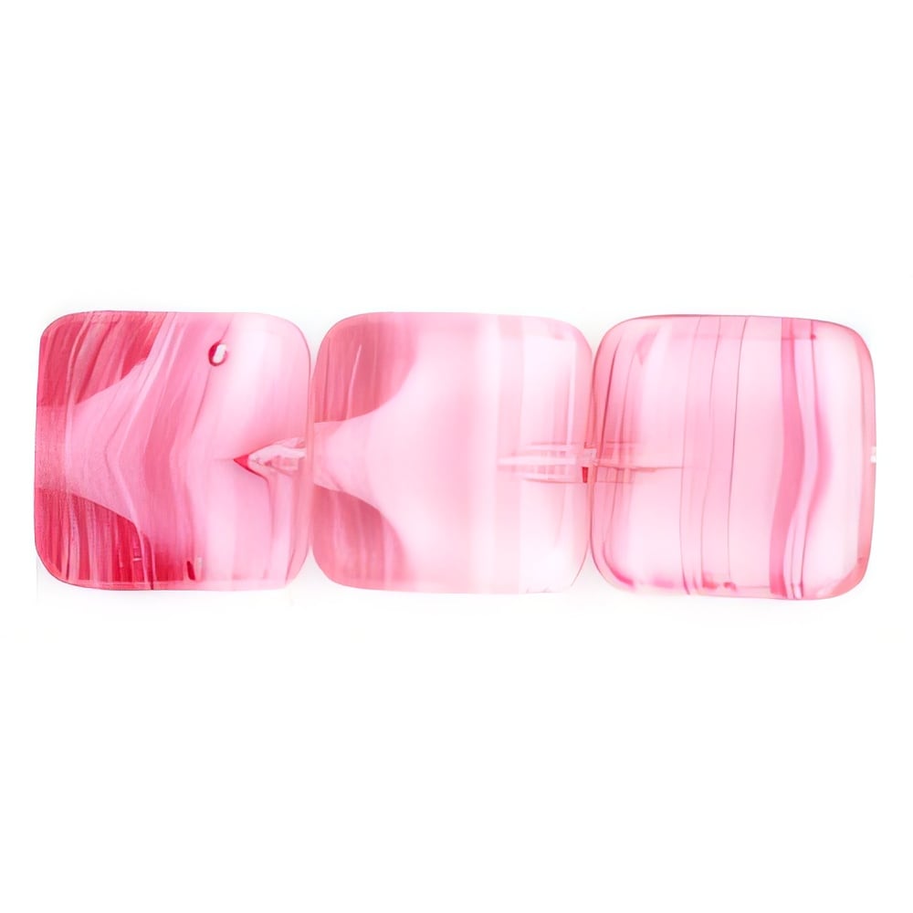 Czech Flat Squares 9mm Crystal/Pink (25pcs)