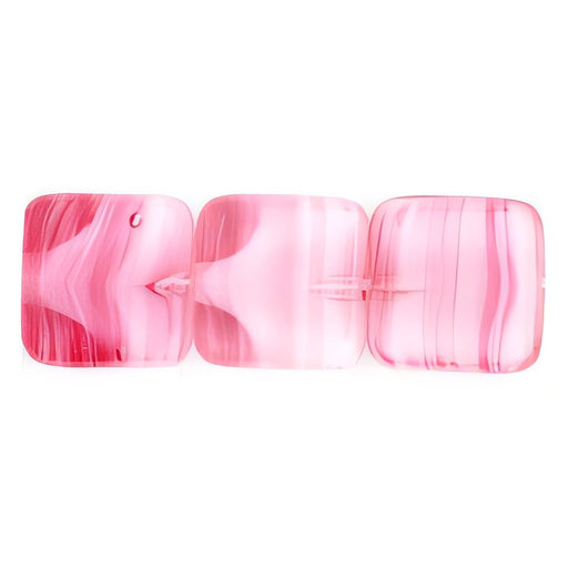 Czech Flat Squares 9mm Crystal/Pink (25pcs)