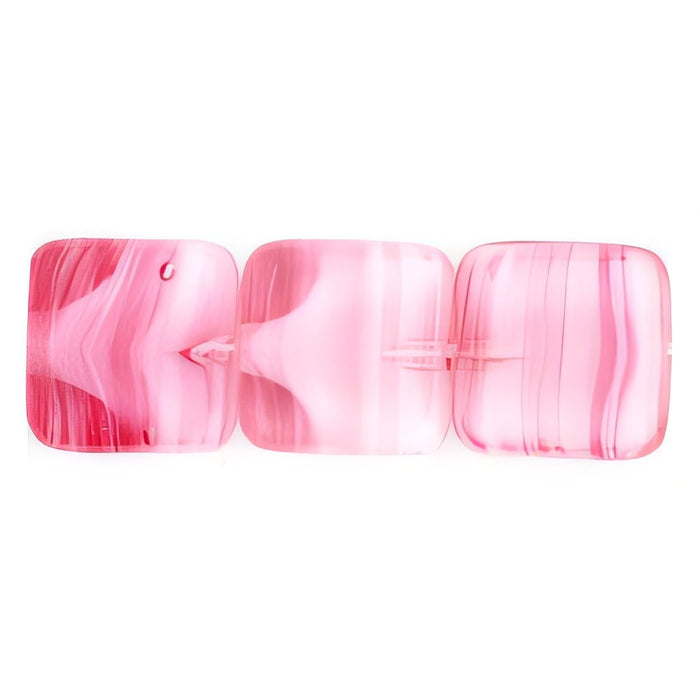 Czech Flat Squares 9mm Crystal/Pink (25pcs)