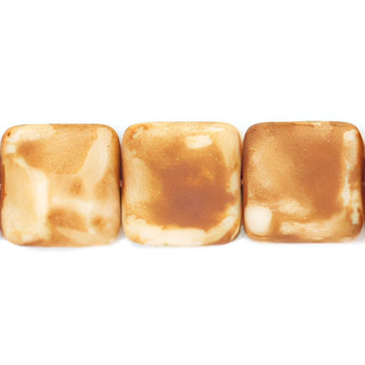 Czech Flat Squares 9mm Matte - Opaque White - Picasso (25pcs)