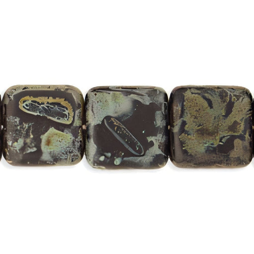 Czech Flat Squares 9mm Matte - Jet - Picasso (25pcs)