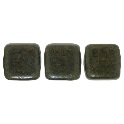 Czech CzechMates Tile Bead 6mm Metallic Suede - Dk Green (50pcs)