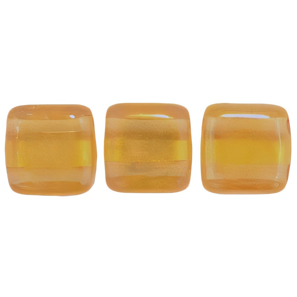 Czech CzechMates Tile Bead 6mm Gold Marbled - Topaz (50pcs)