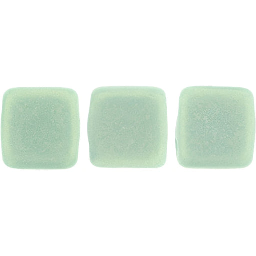 Czech CzechMates Tile Bead 6mm Sueded Gold Turquoise (50pcs)