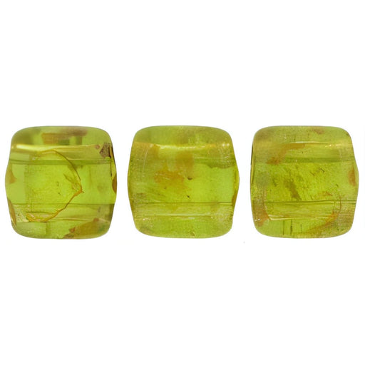 Czech CzechMates Tile Bead 6mm Olivine - Picasso (50pcs)
