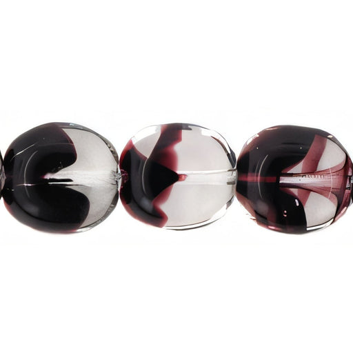 Czech Beveled Ovals 10 x 9mm Crystal/Dk Amethyst (25pcs)