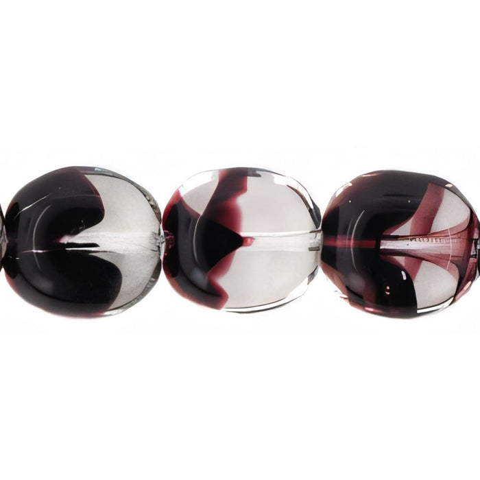 Czech Beveled Ovals 10 x 9mm Crystal/Dk Amethyst (25pcs)