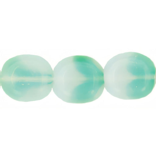 Czech Beveled Ovals 10 x 9mm Milky Peridot/White (25pcs)