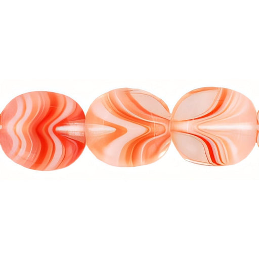 Czech Beveled Ovals 10 x 9mm Crystal/Red/White (25pcs)